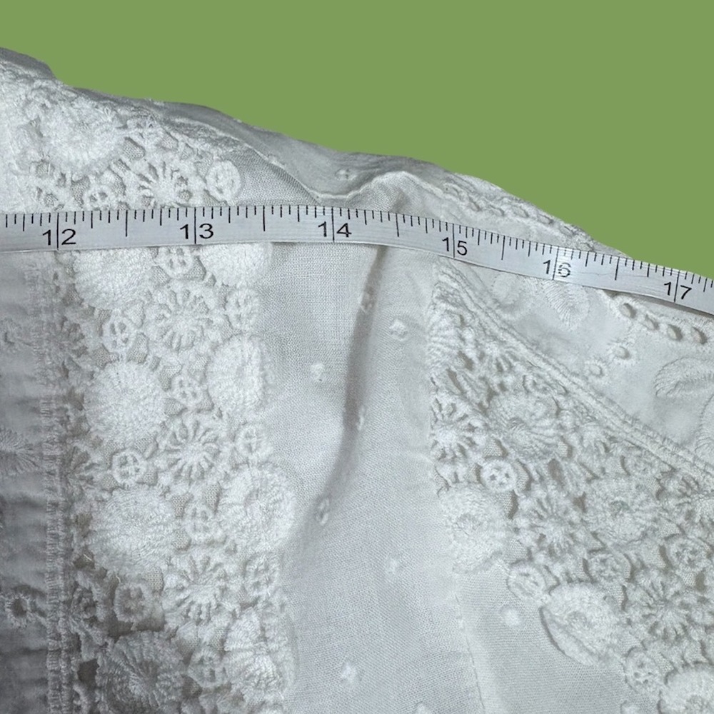 Sundance Eyelet Lace Blouse Medium White Swiss Dot Mock Neck EUC - Picture 5 of 9